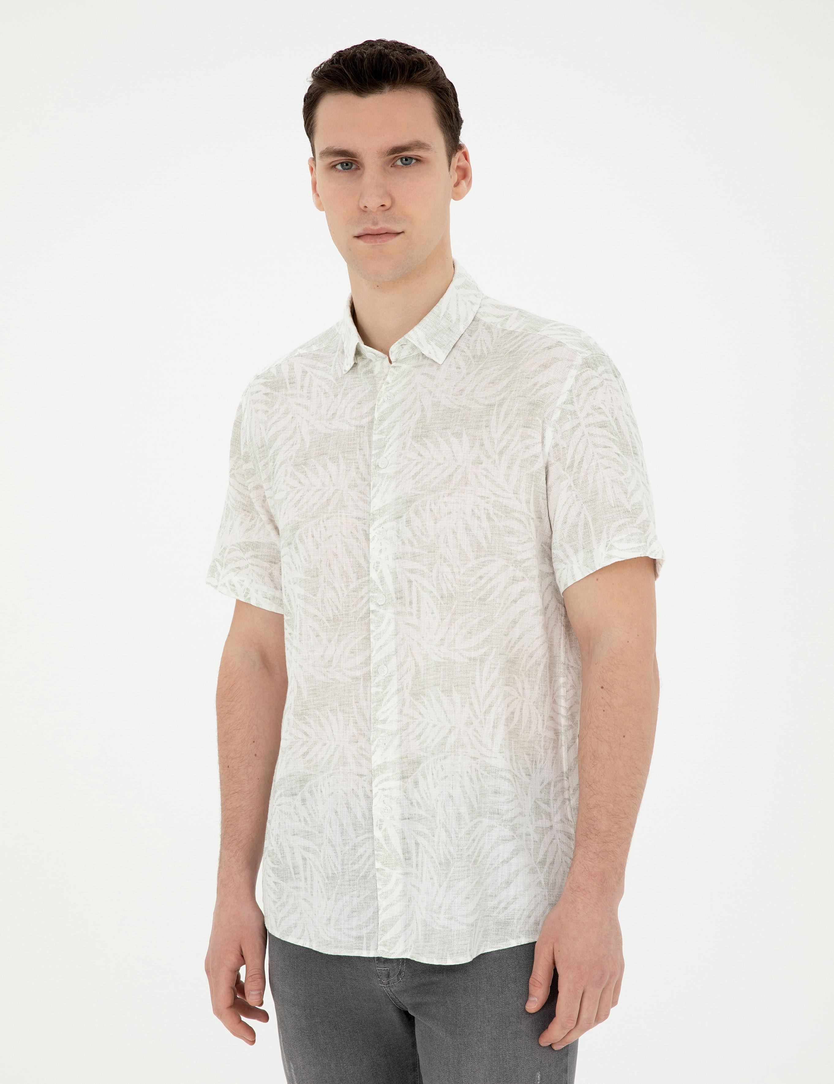 Yeşil Regular Fit Kısa Kollu Gömlek