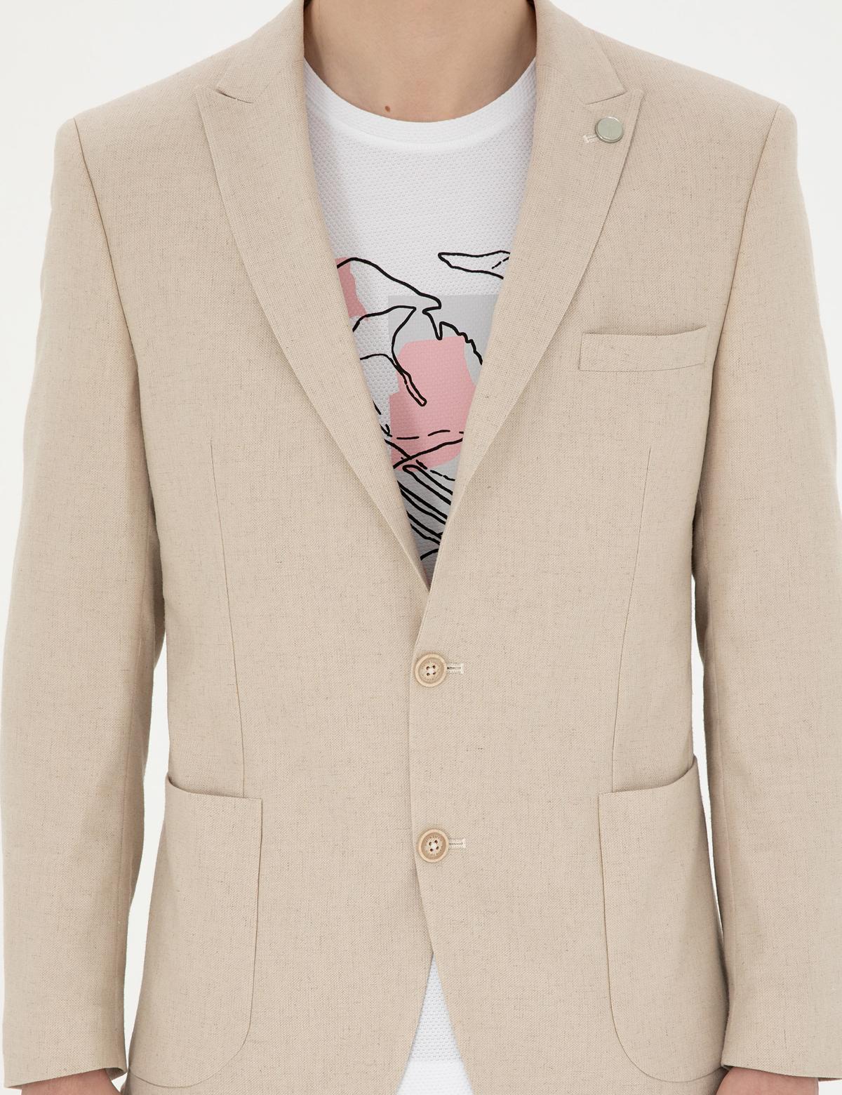 Bej Ex. Slim Fit Ceket - 50285244005