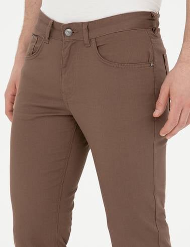 Kahverengi Slim Fit Kanvas Pantolon