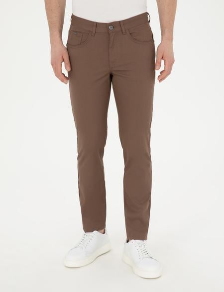 Kahverengi Slim Fit Kanvas Pantolon - 50289196209