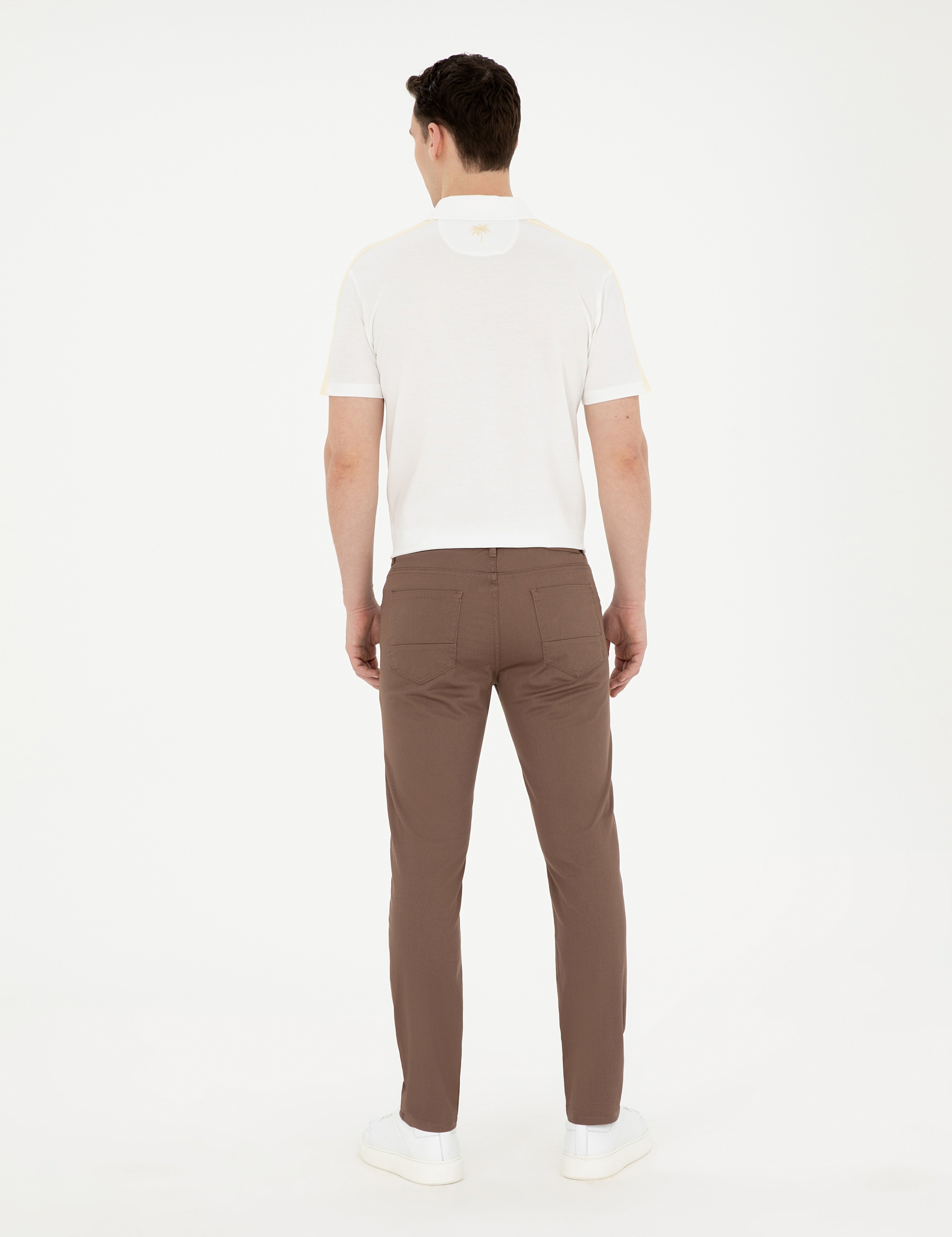 Kahverengi Slim Fit Kanvas Pantolon - Image 4