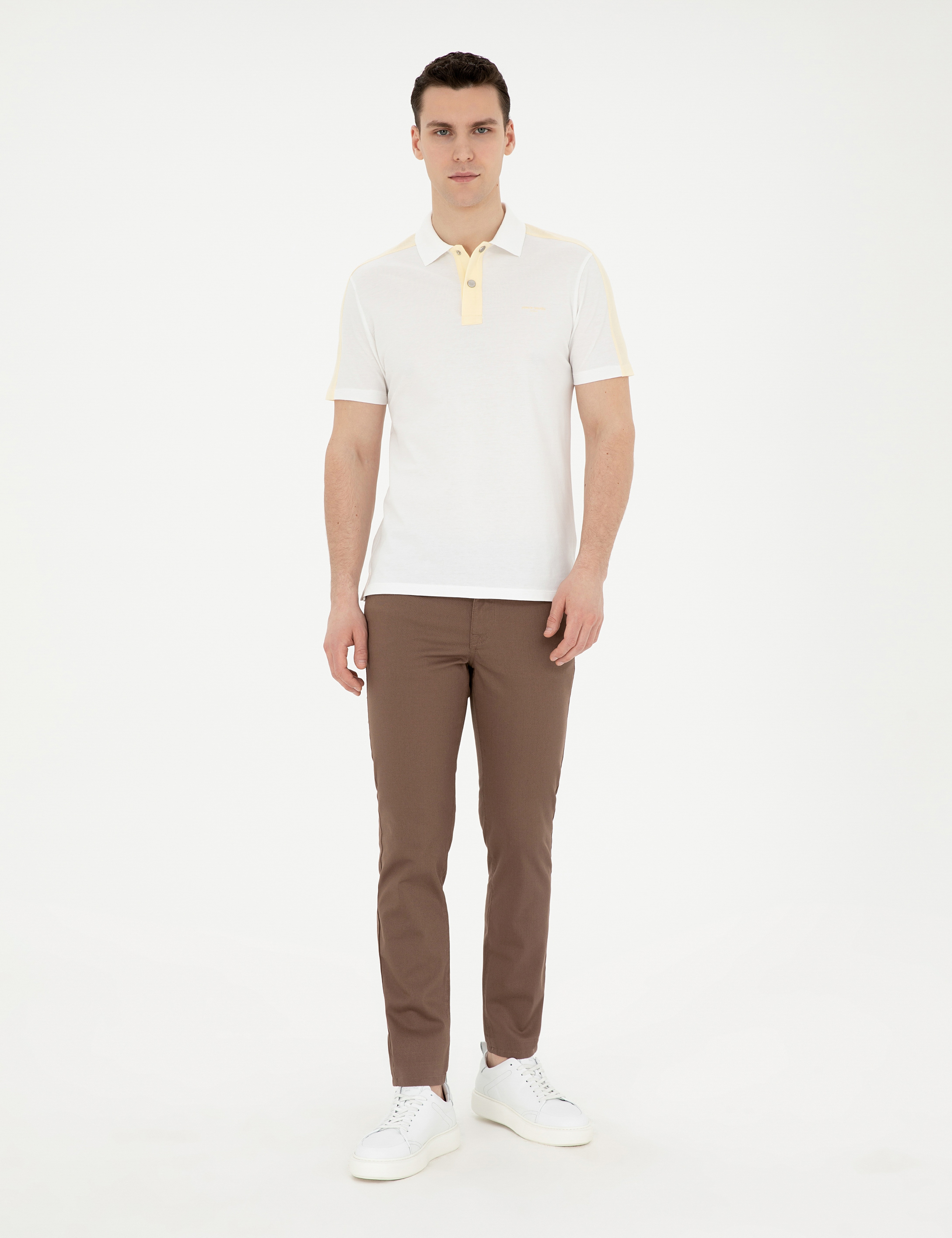Kahverengi Slim Fit Kanvas Pantolon - Image 3
