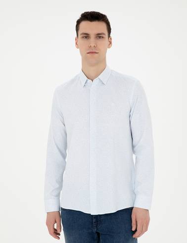 Açık Mavi Slim Fit Uzun Kollu Gömlek