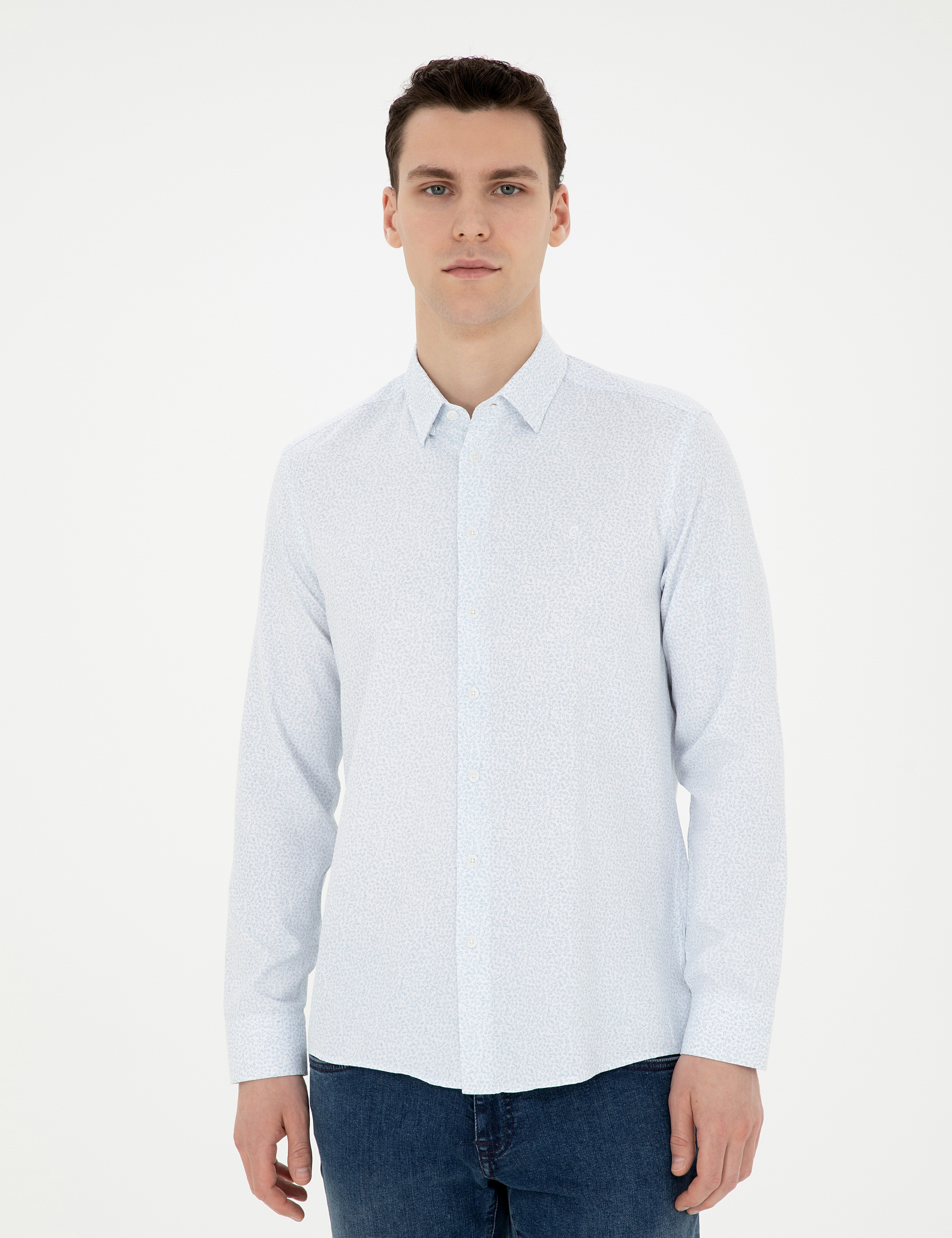 Açık Mavi Slim Fit Uzun Kollu Gömlek - Image 3