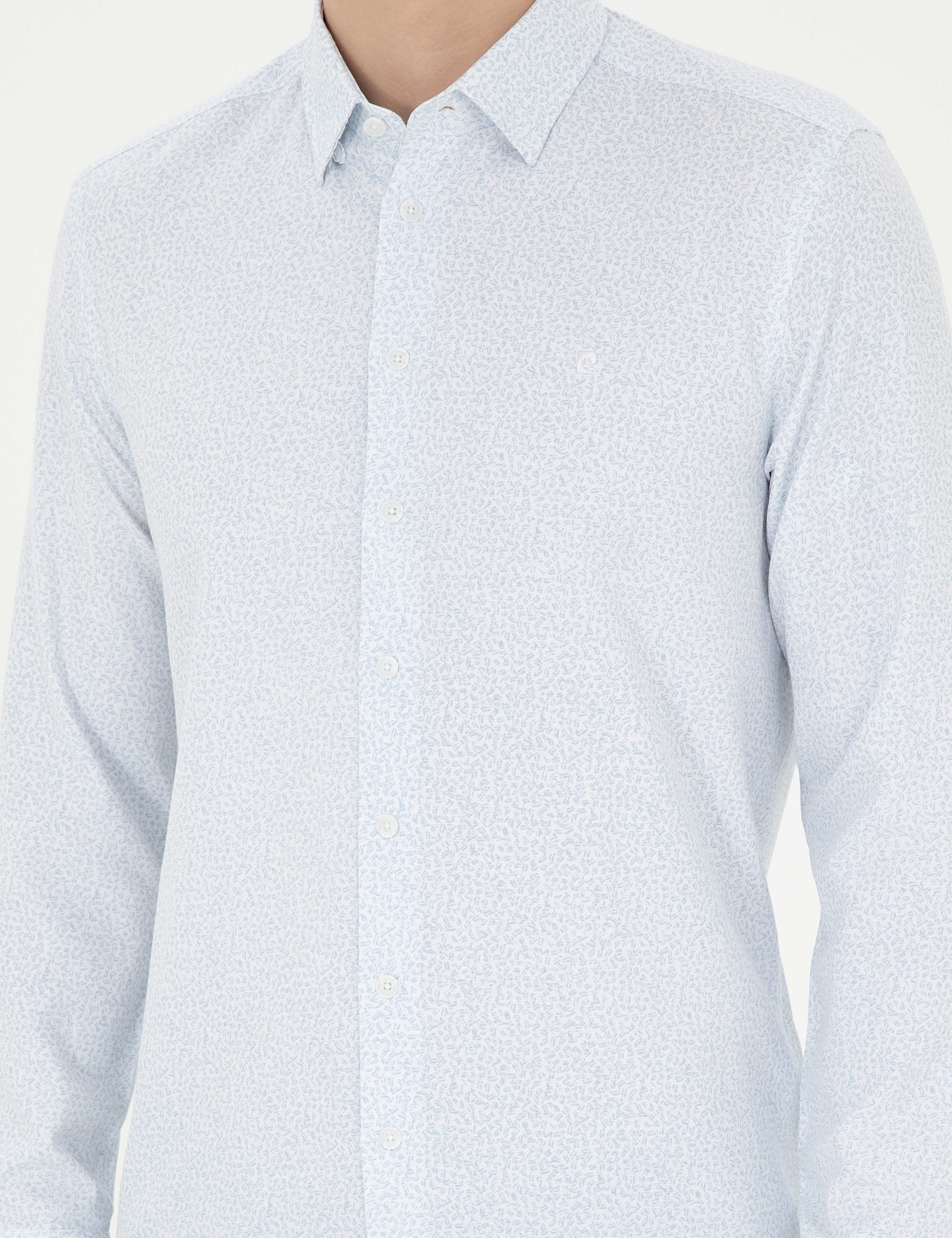 Açık Mavi Slim Fit Uzun Kollu Gömlek - Image 6