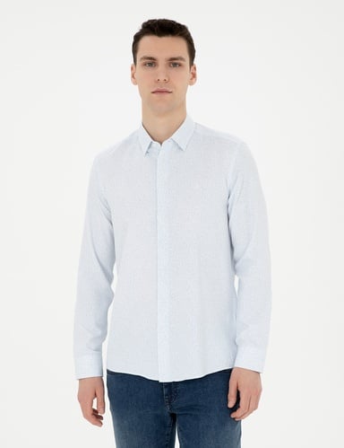 Açık Mavi Slim Fit Uzun Kollu Gömlek