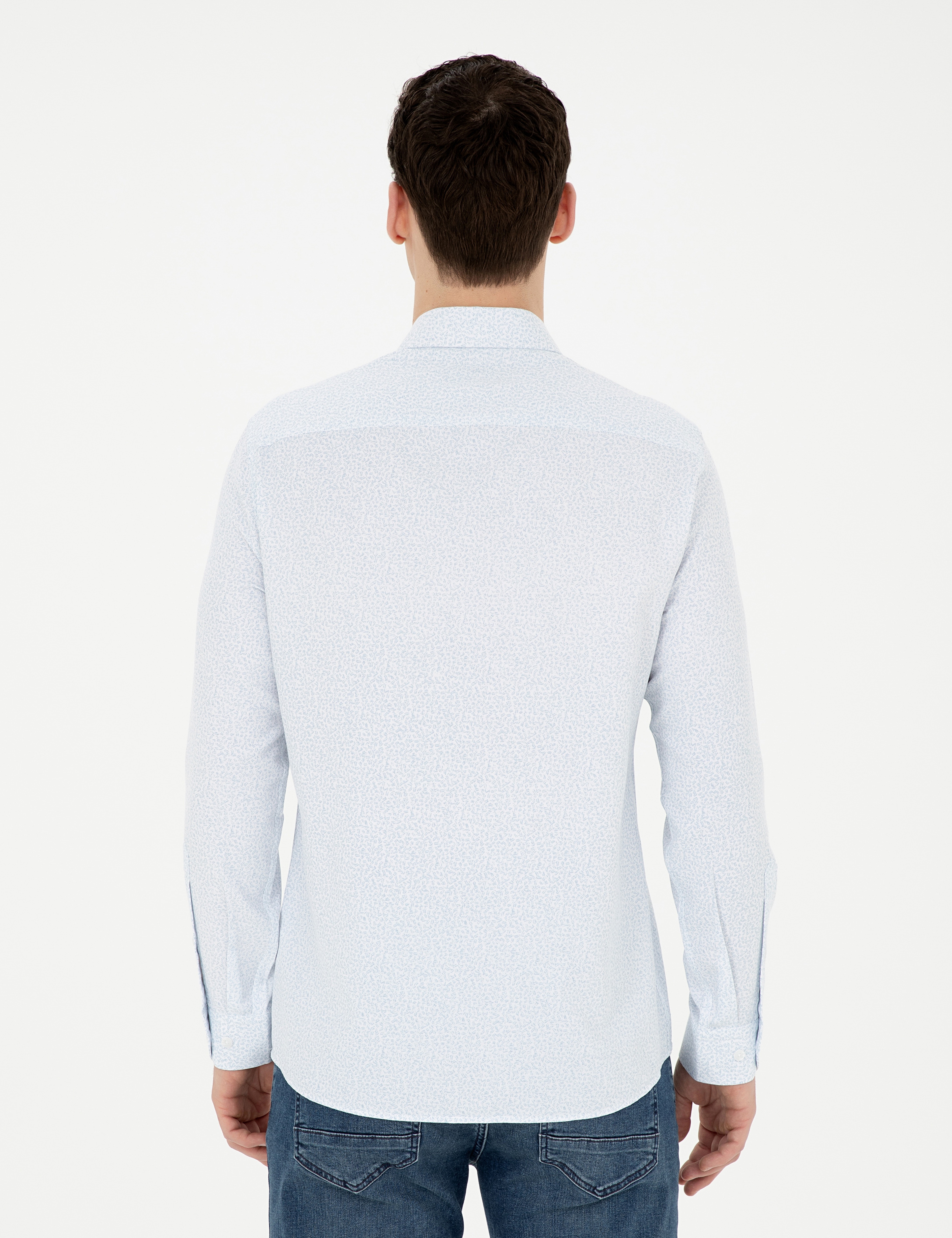 Açık Mavi Slim Fit Uzun Kollu Gömlek - Image 5