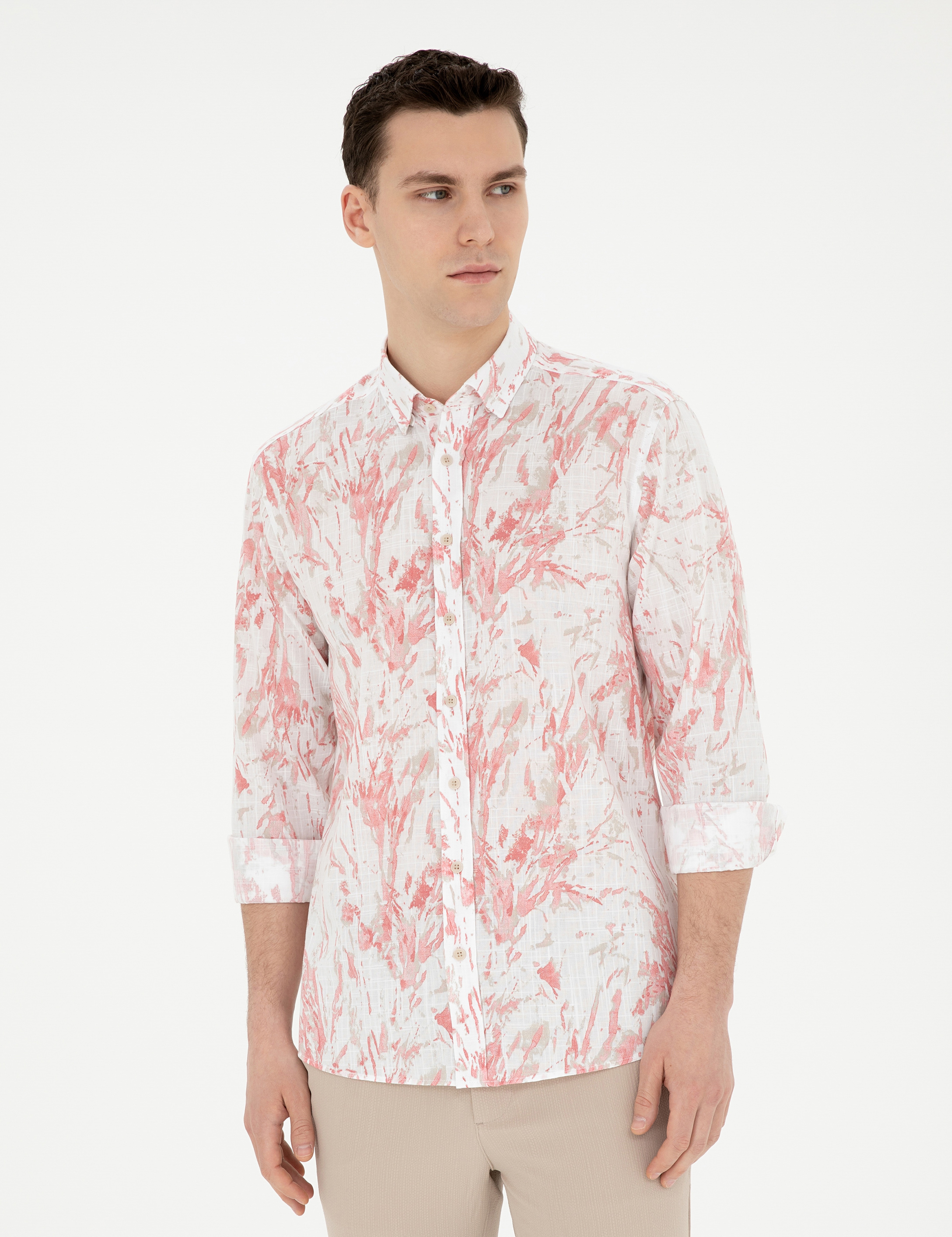 Pembe Regular Fit Uzun Kollu Gömlek - Image 1