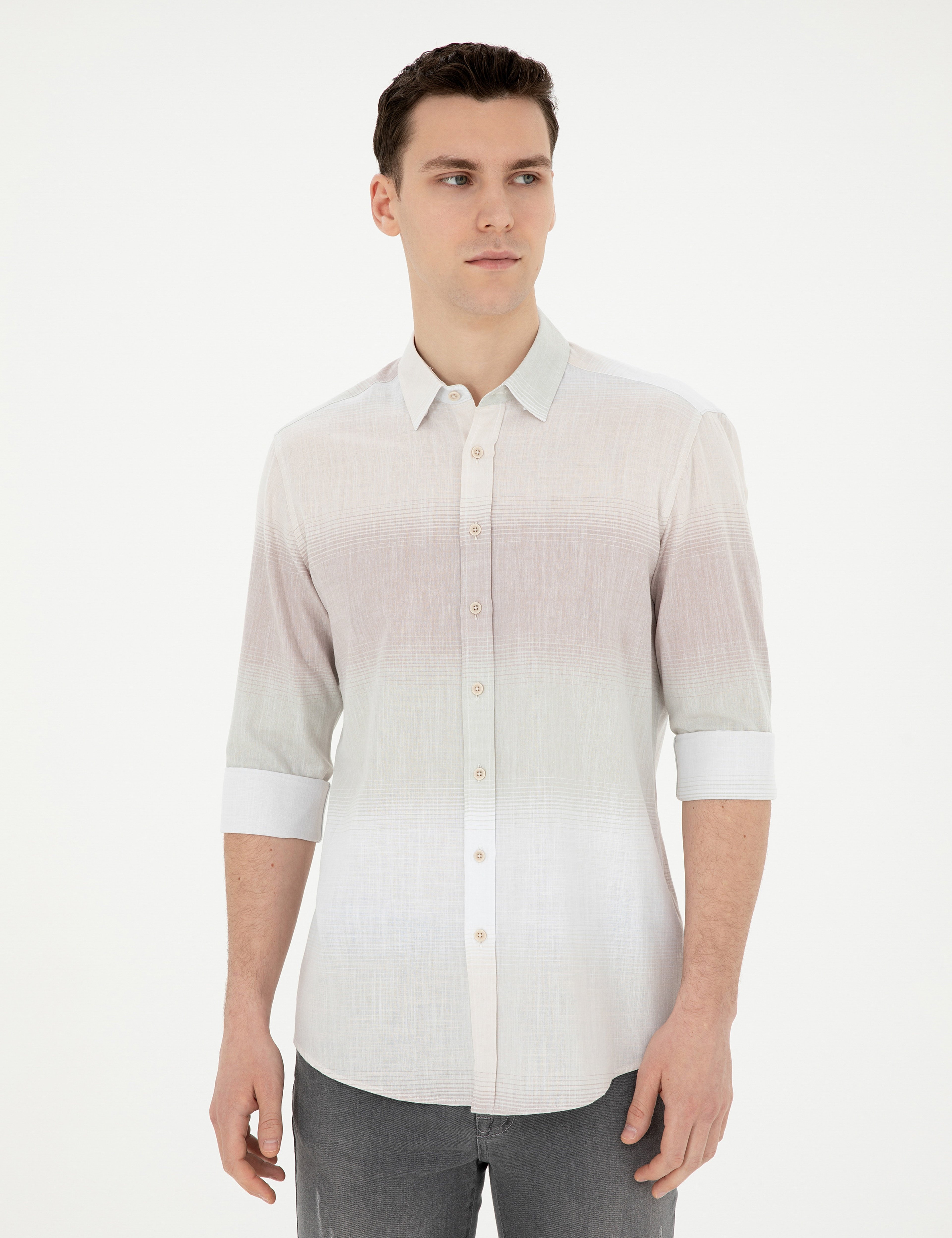 Yeşil Regular Fit Uzun Kollu Gömlek - Image 3