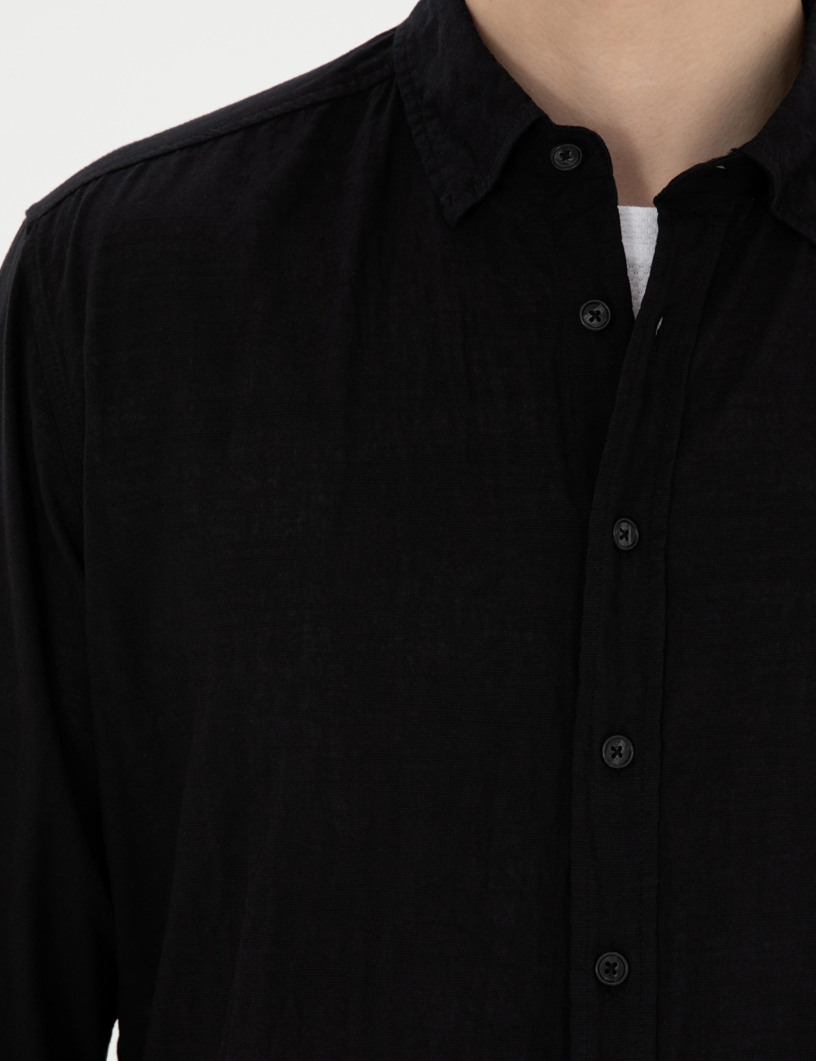 Siyah Regular Fit Uzun Kollu Gömlek