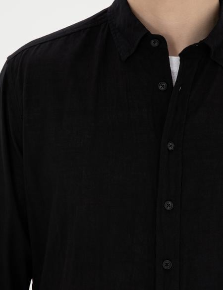 Siyah Regular Fit Uzun Kollu Gömlek - 50283524050