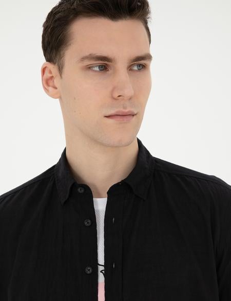 Siyah Regular Fit Uzun Kollu Gömlek - 50283524050