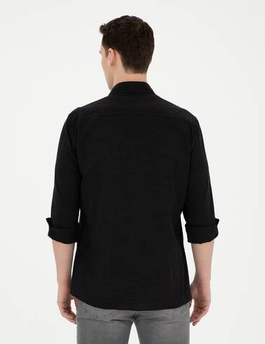 Siyah Regular Fit Uzun Kollu Gömlek