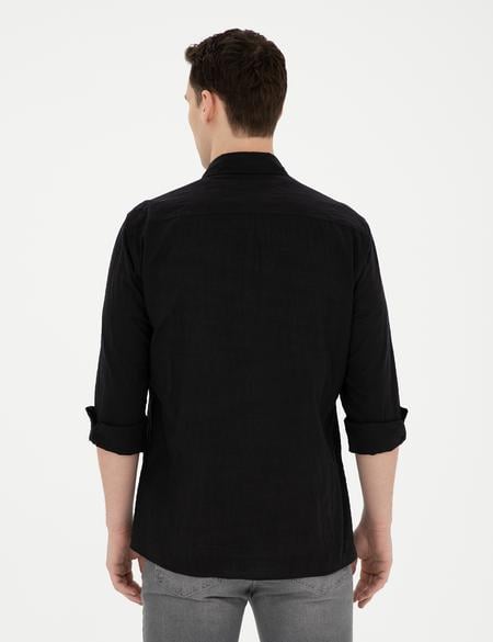 Siyah Regular Fit Uzun Kollu Gömlek - 50283524050