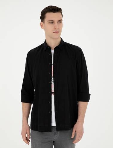 Siyah Regular Fit Uzun Kollu Gömlek