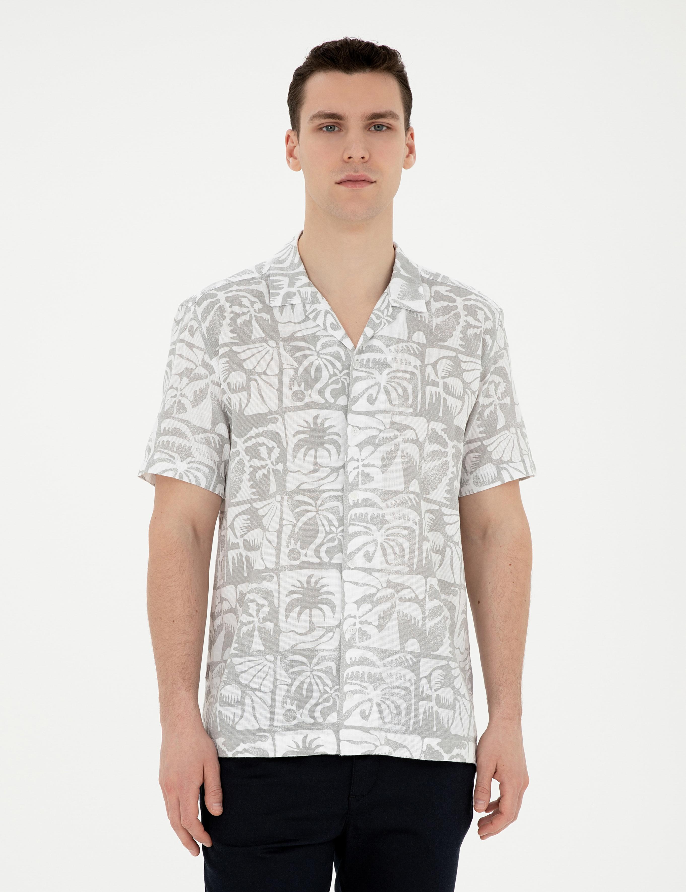 Gri Comfort Fit Kısa Kollu Gömlek