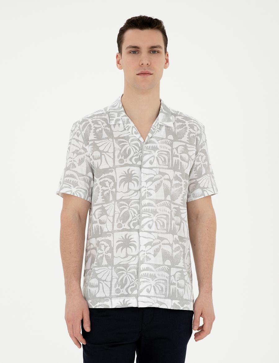 Gri Comfort Fit Kısa Kollu Gömlek