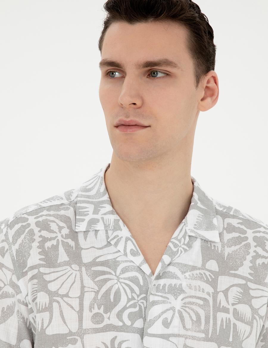 Gri Comfort Fit Kısa Kollu Gömlek