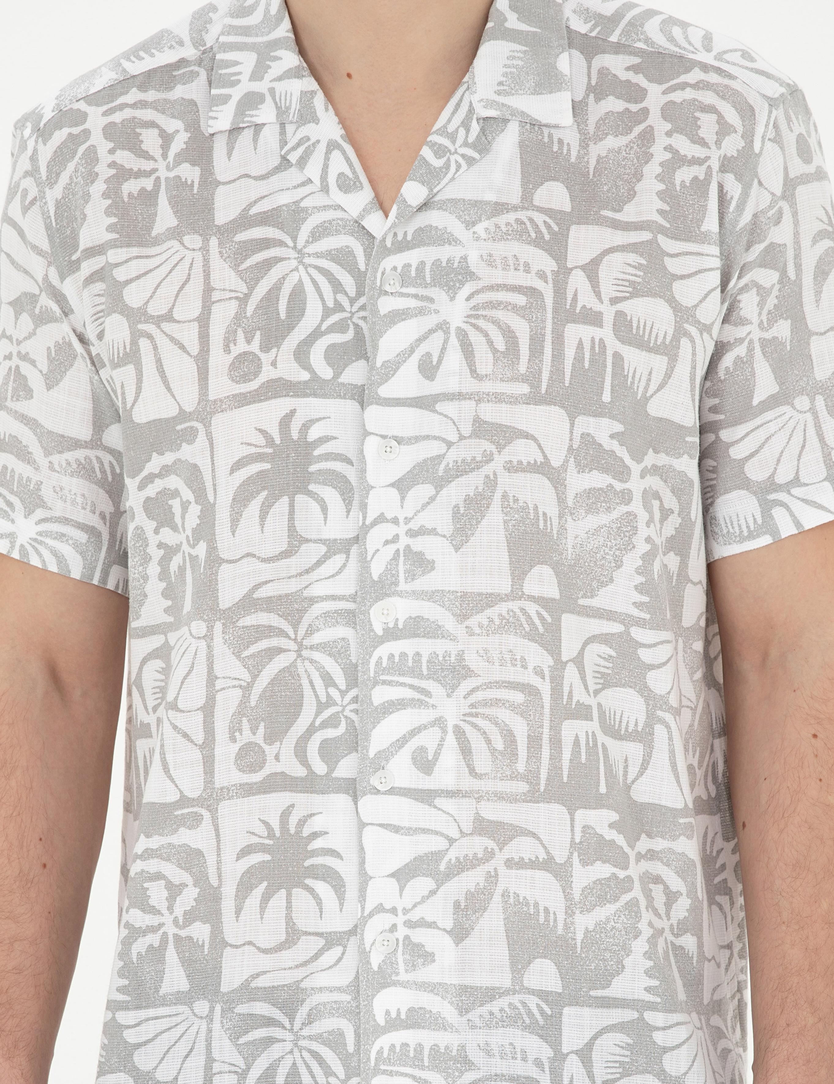 Gri Comfort Fit Kısa Kollu Gömlek