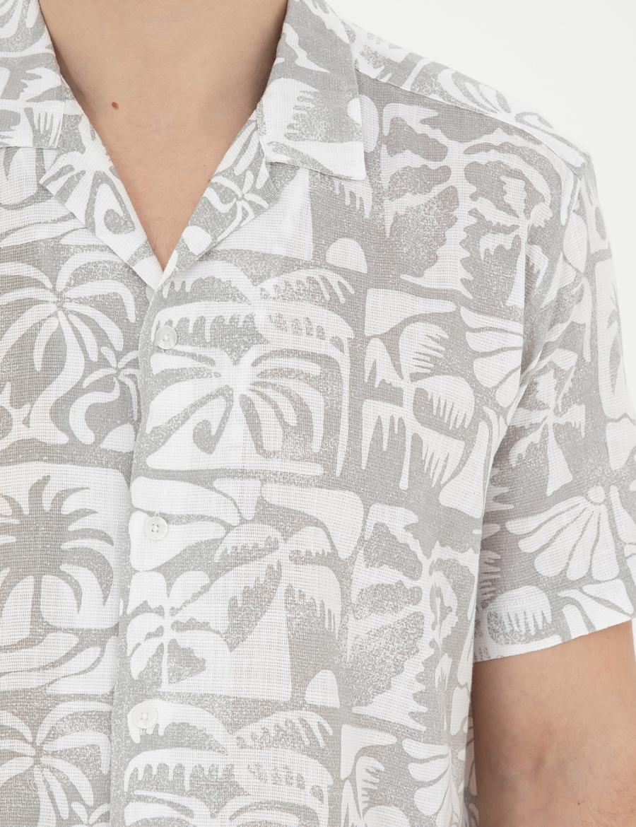 Gri Comfort Fit Kısa Kollu Gömlek