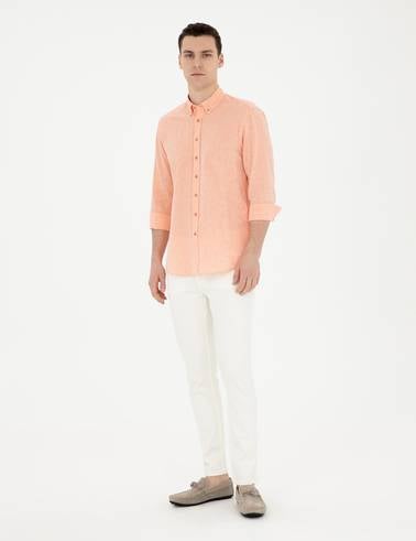 Ekru Slim Fit Jean Pantolon