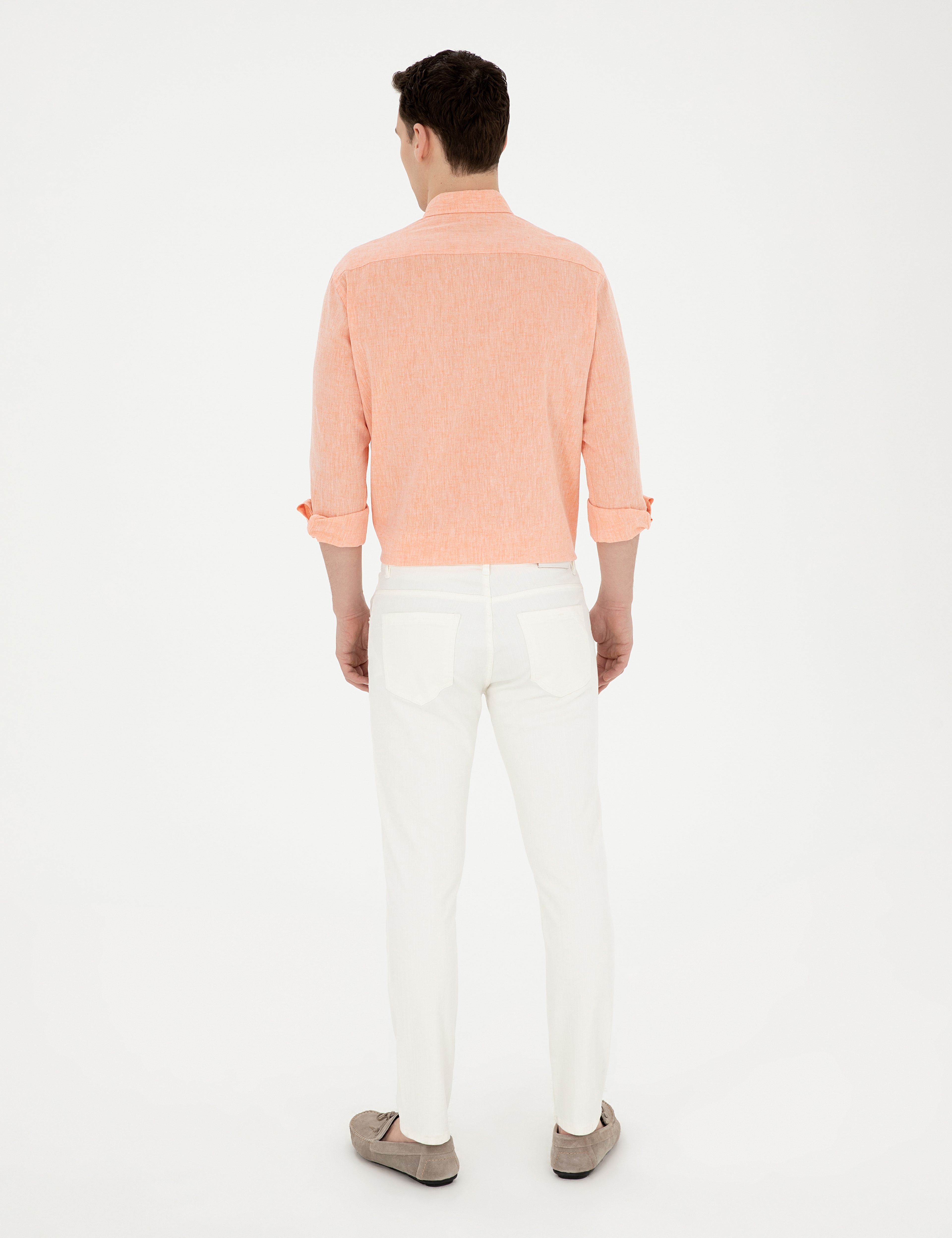 Ekru Slim Fit Jean Pantolon - Image 4