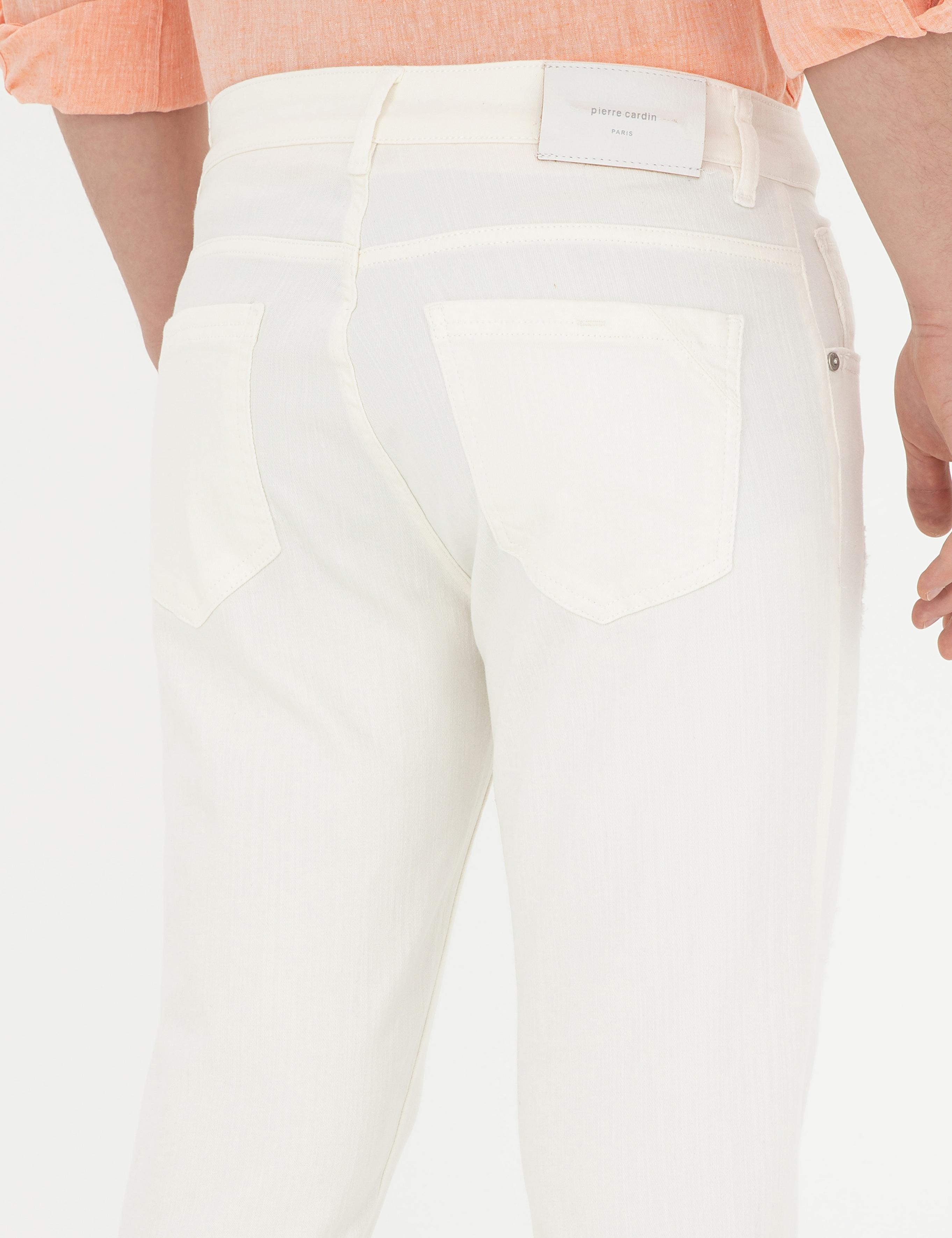 Ekru Slim Fit Jean Pantolon