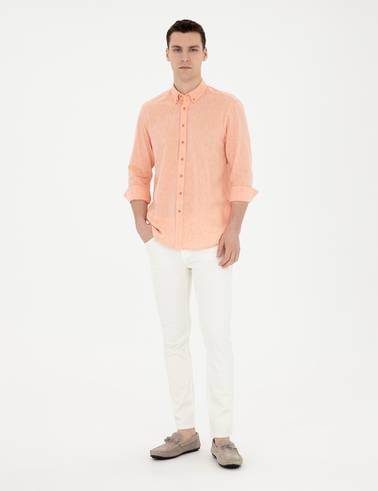 Ekru Slim Fit Jean Pantolon
