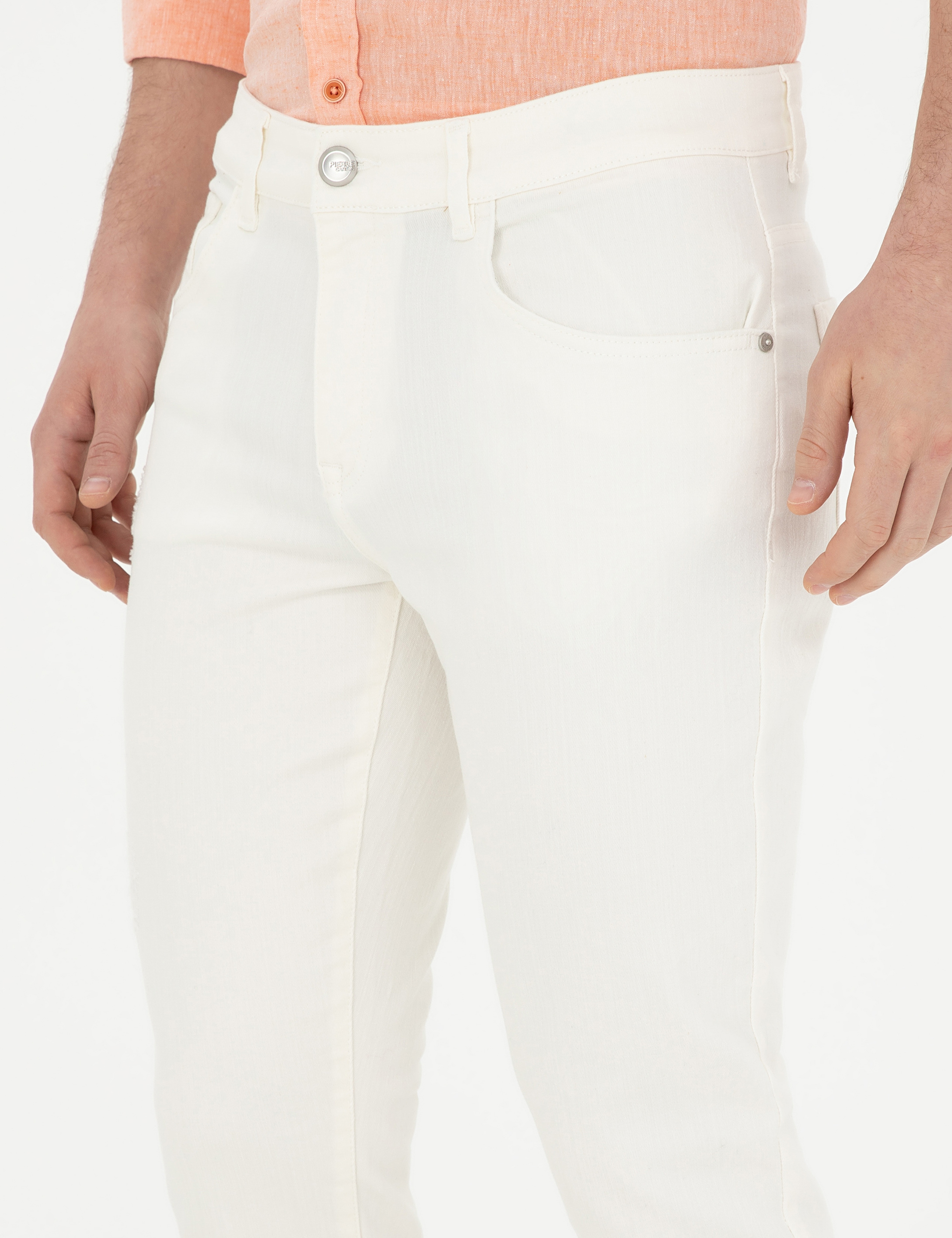 Ekru Slim Fit Jean Pantolon - Image 6