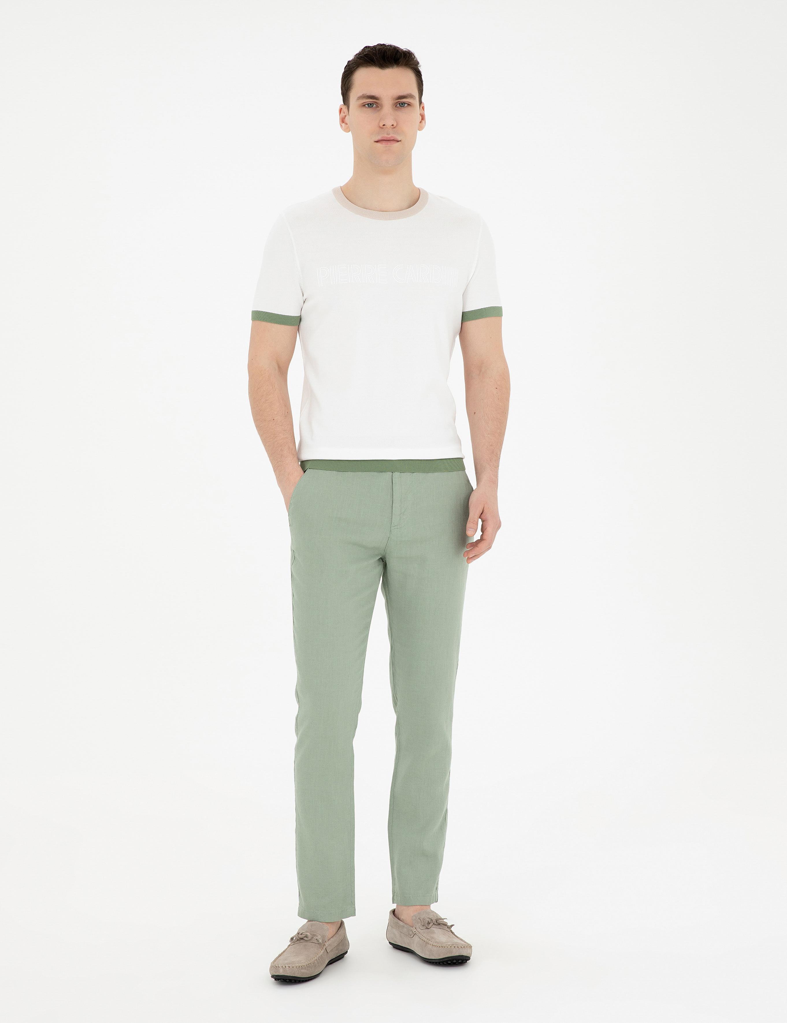 Yeşil Carrot Fit %100 Keten Kanvas Pantolon