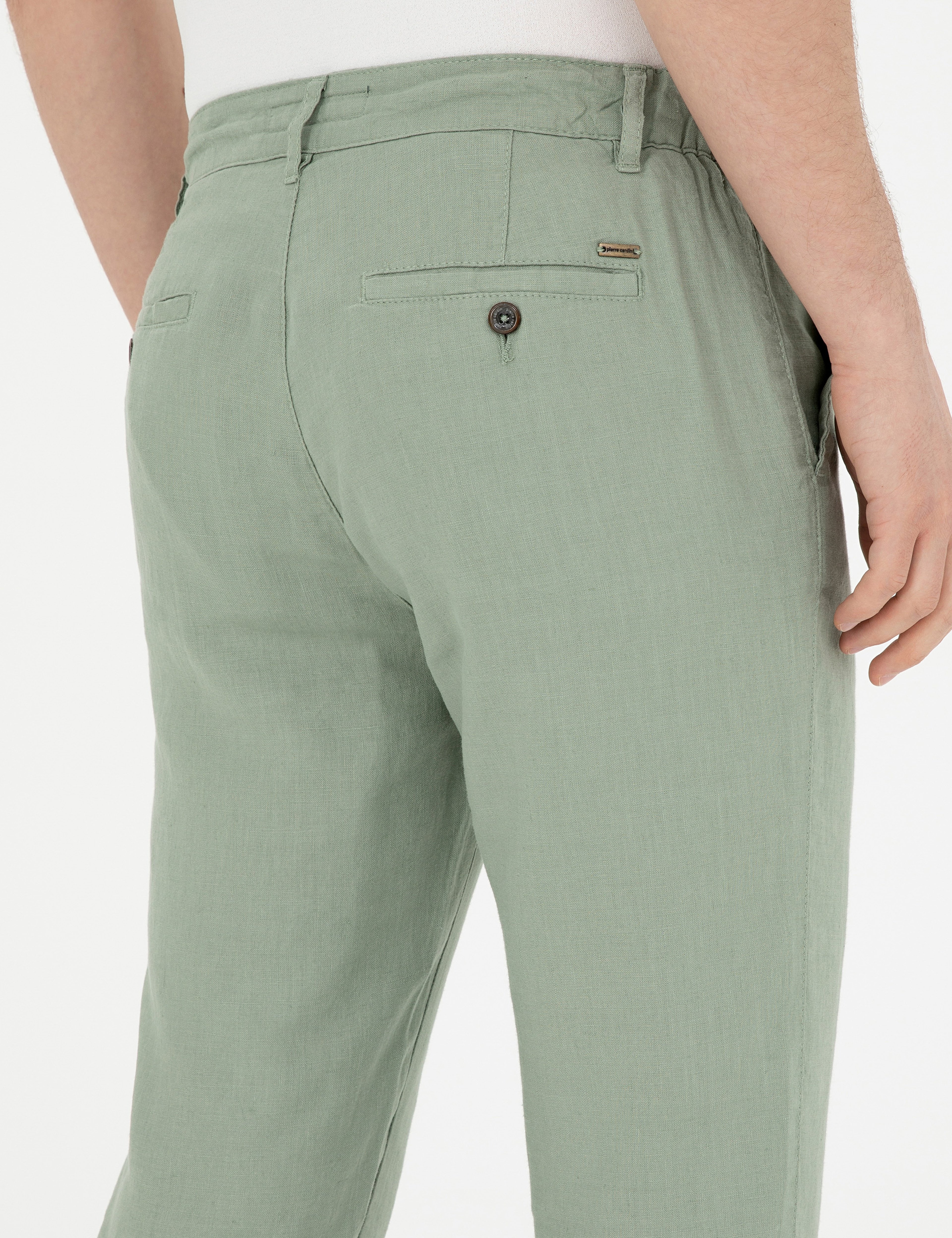 Yeşil Carrot Fit %100 Keten Kanvas Pantolon - Image 7