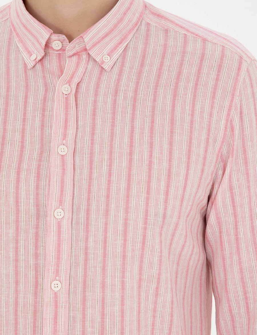 Pembe Slim Fit Uzun Kollu Gömlek