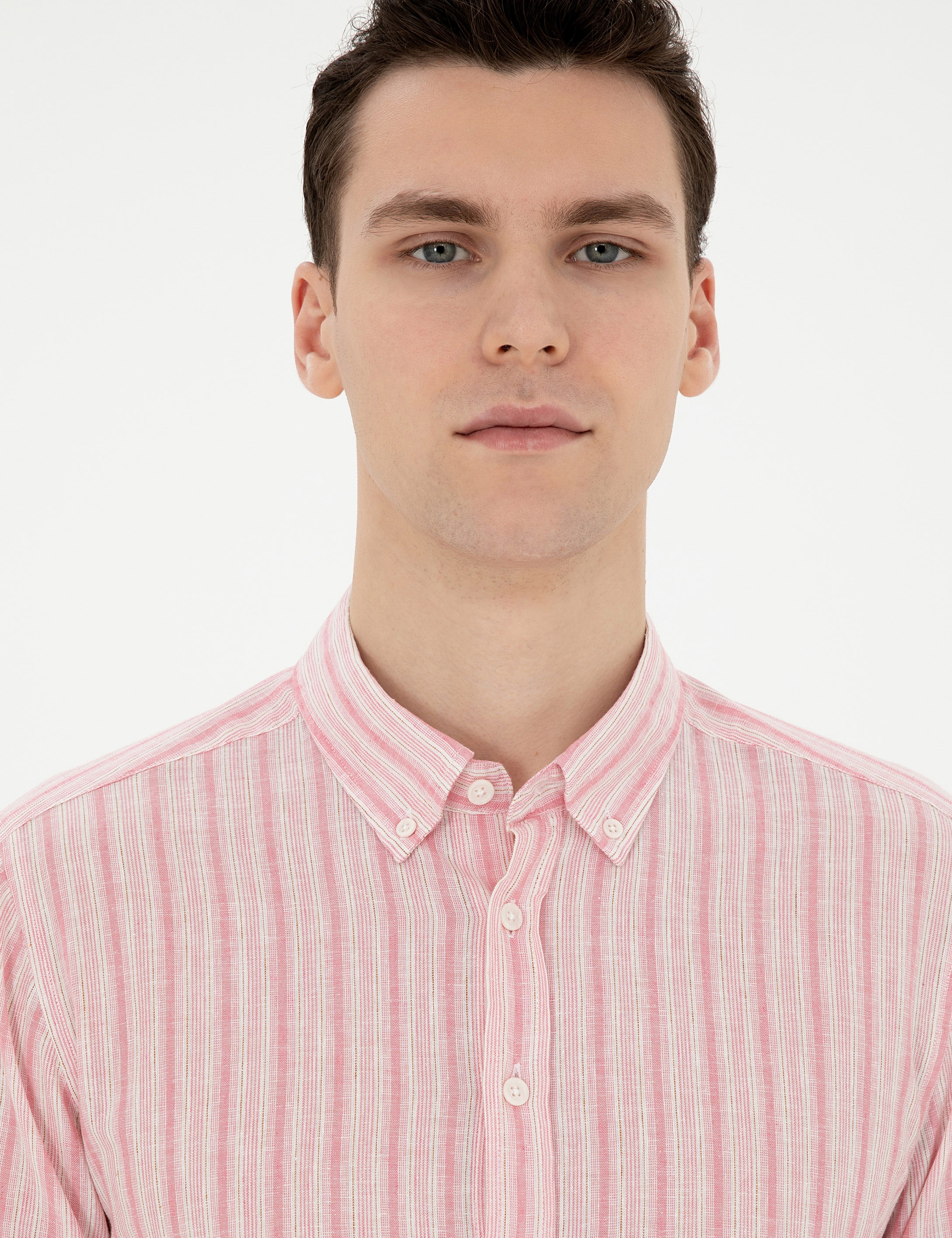 Pembe Slim Fit Uzun Kollu Gömlek - Image 2