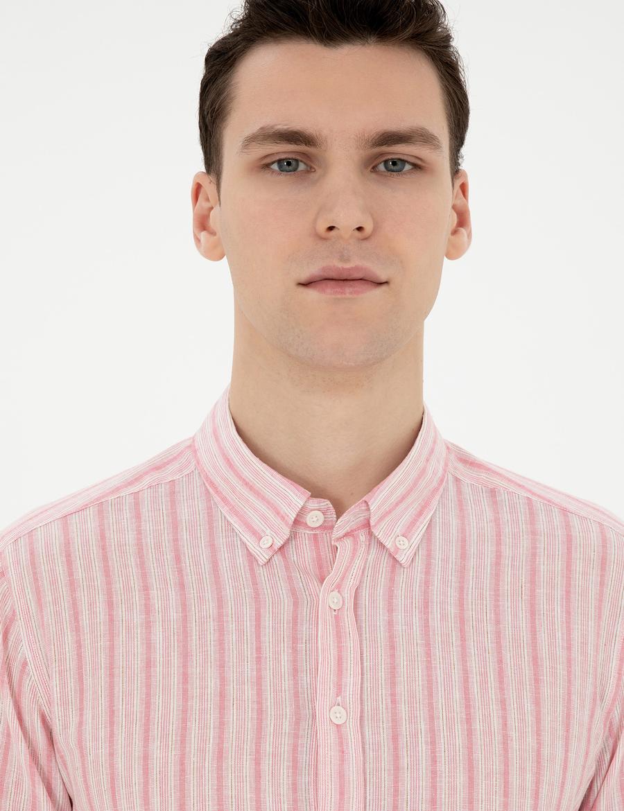 Pembe Slim Fit Uzun Kollu Gömlek