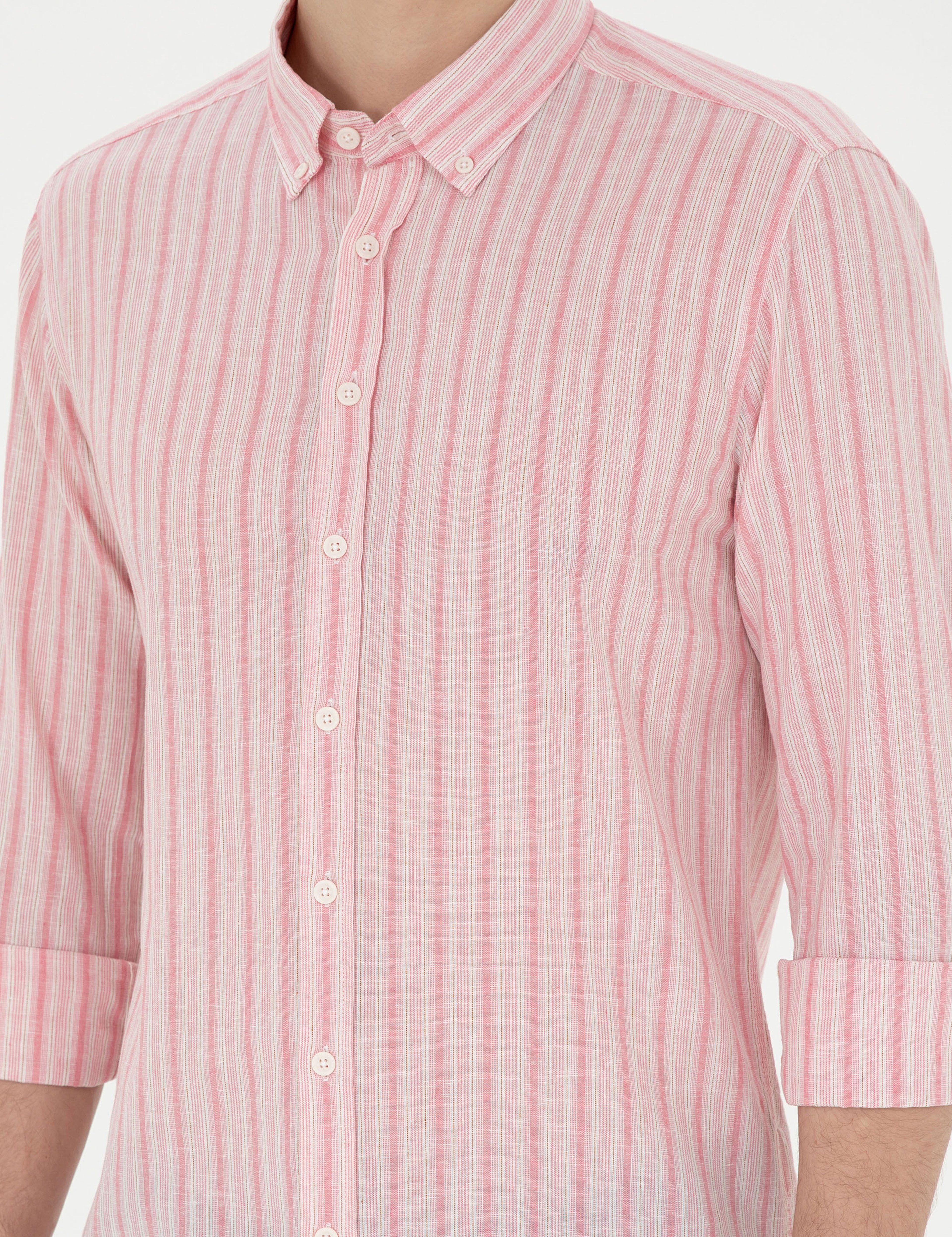 Pembe Slim Fit Uzun Kollu Gömlek