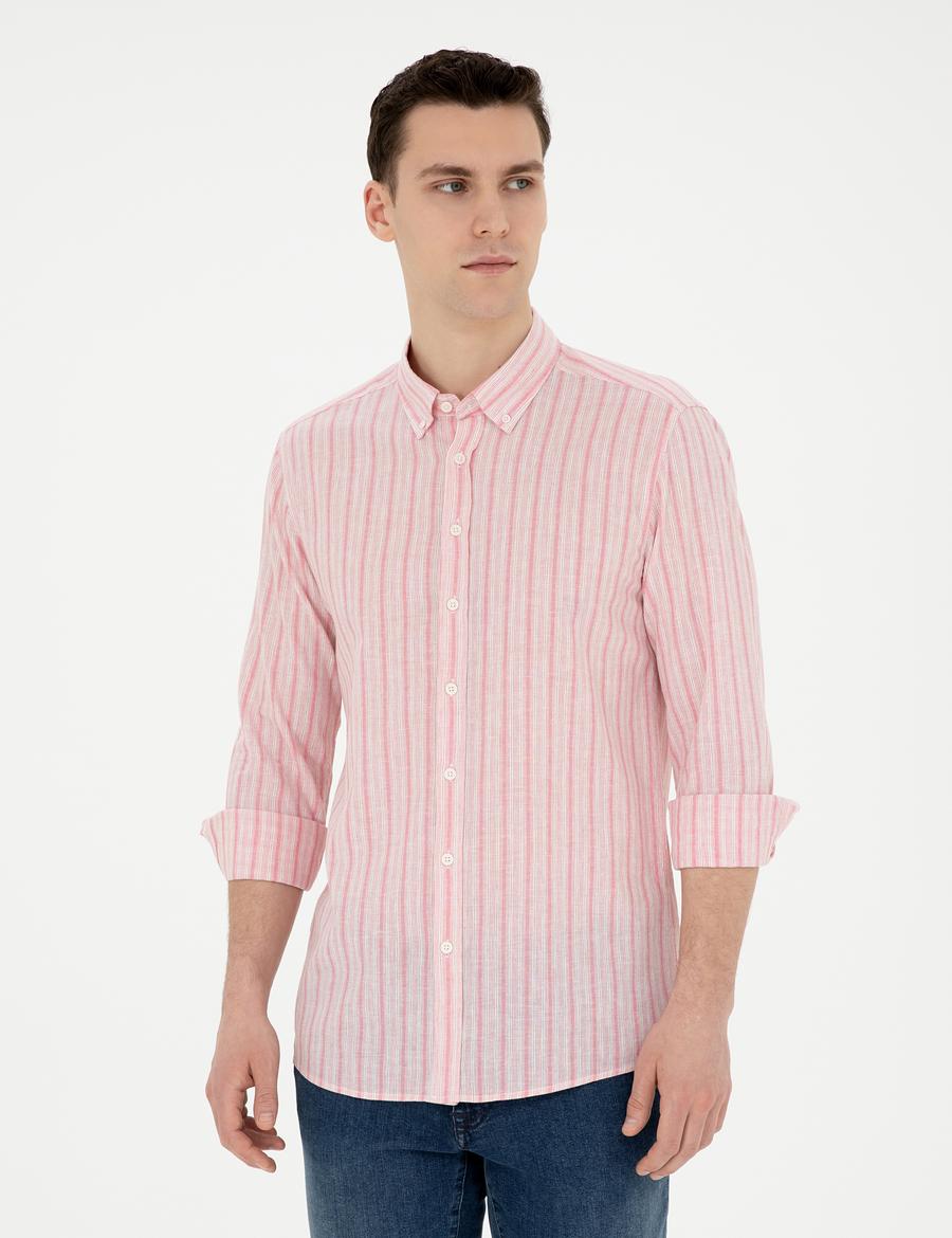 Pembe Slim Fit Uzun Kollu Gömlek