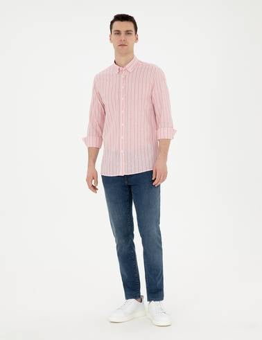 Pembe Slim Fit Uzun Kollu Gömlek