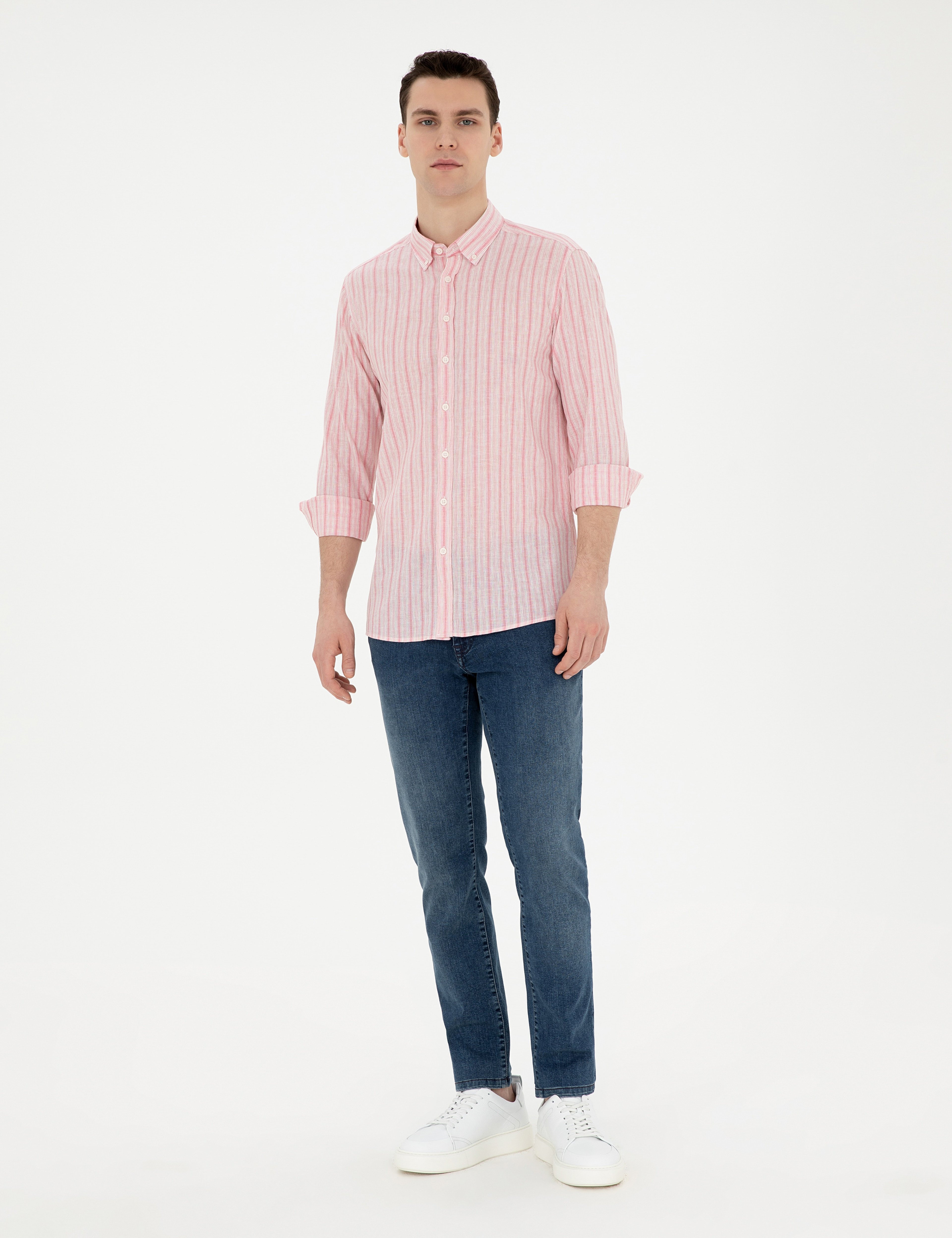 Pembe Slim Fit Uzun Kollu Gömlek