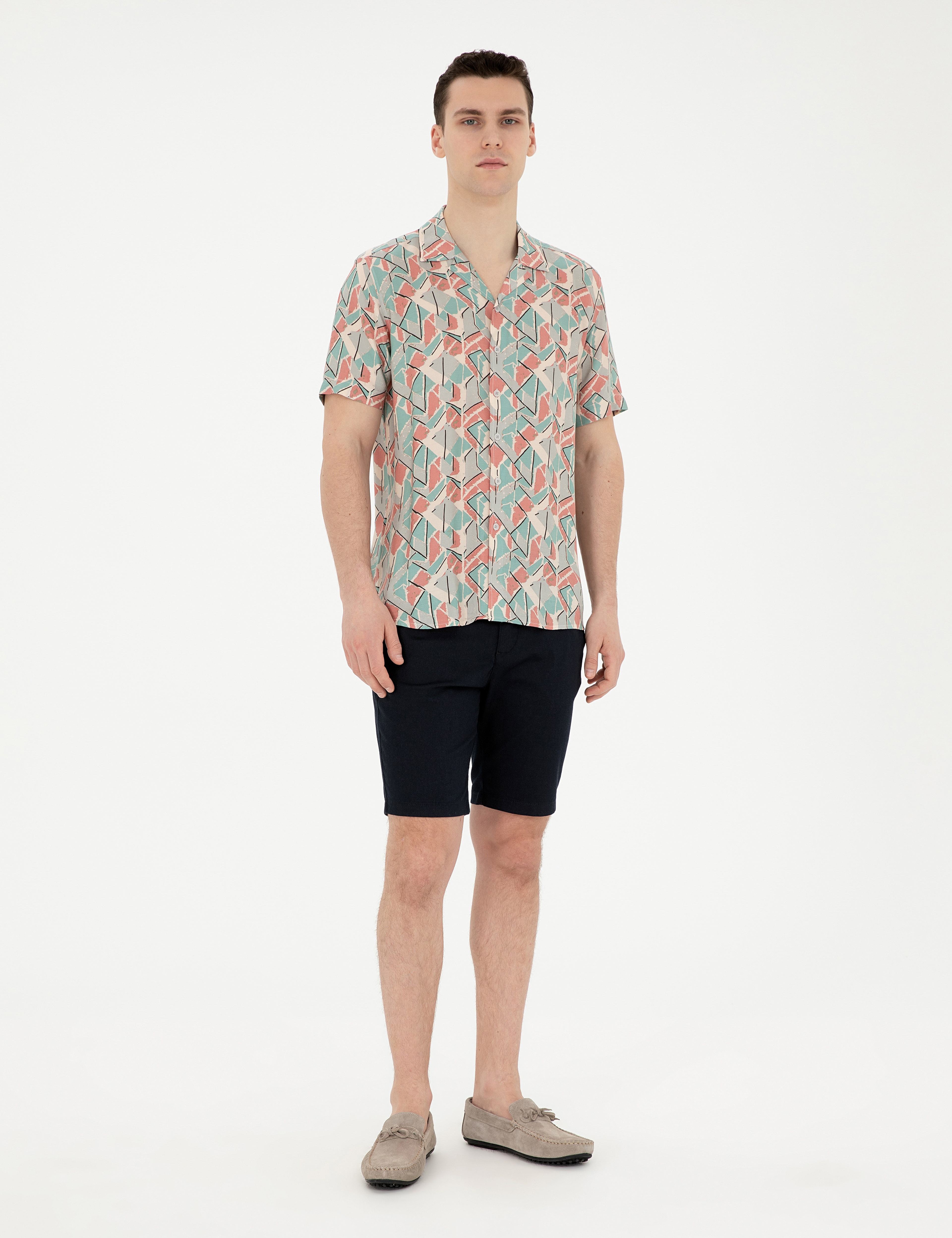 Pembe Comfort Fit Kısa Kollu Gömlek - Image 4