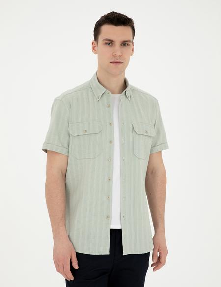 Yeşil Regular Fit Kısa Kollu Gömlek - 50283502019