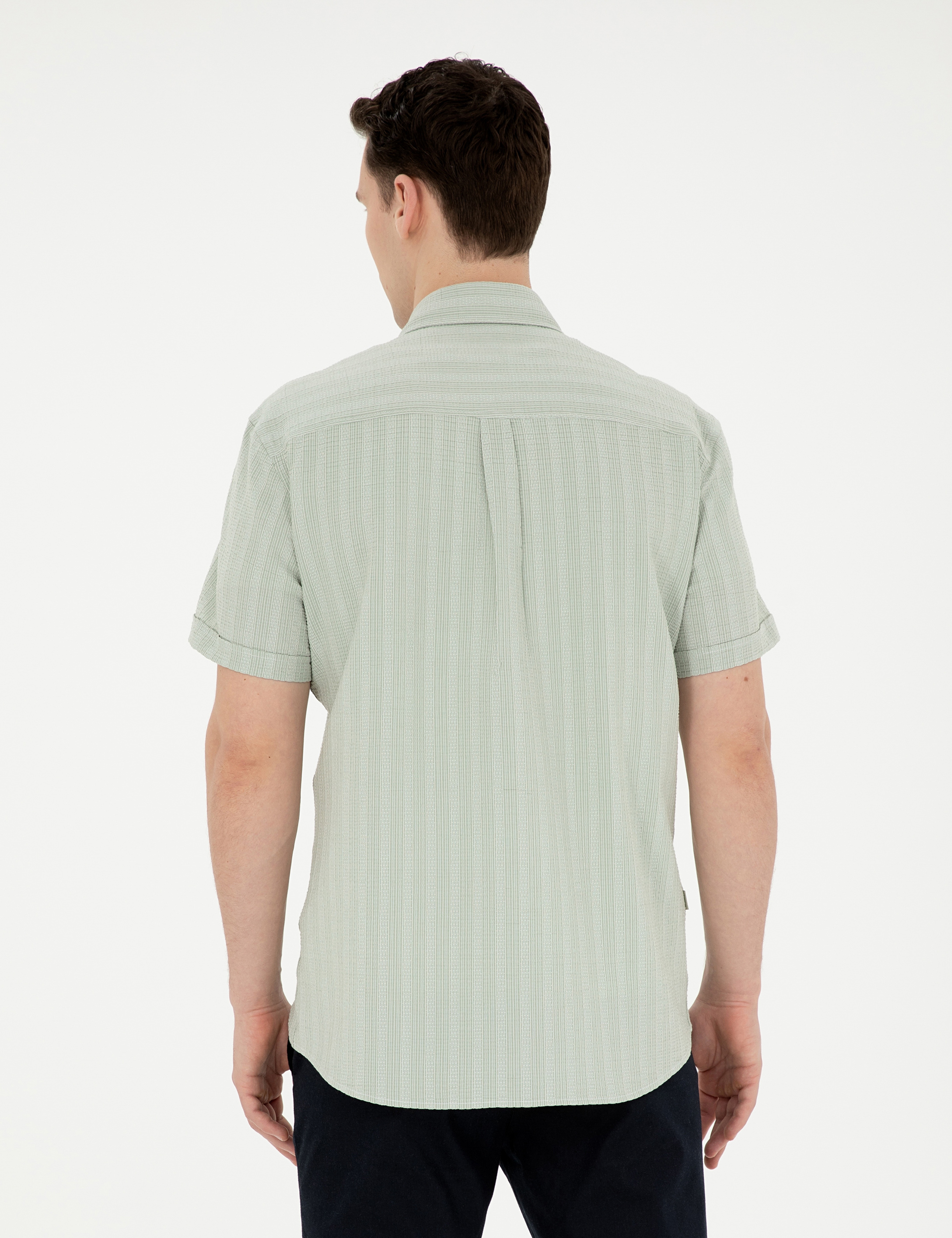 Yeşil Regular Fit Kısa Kollu Gömlek - Image 5