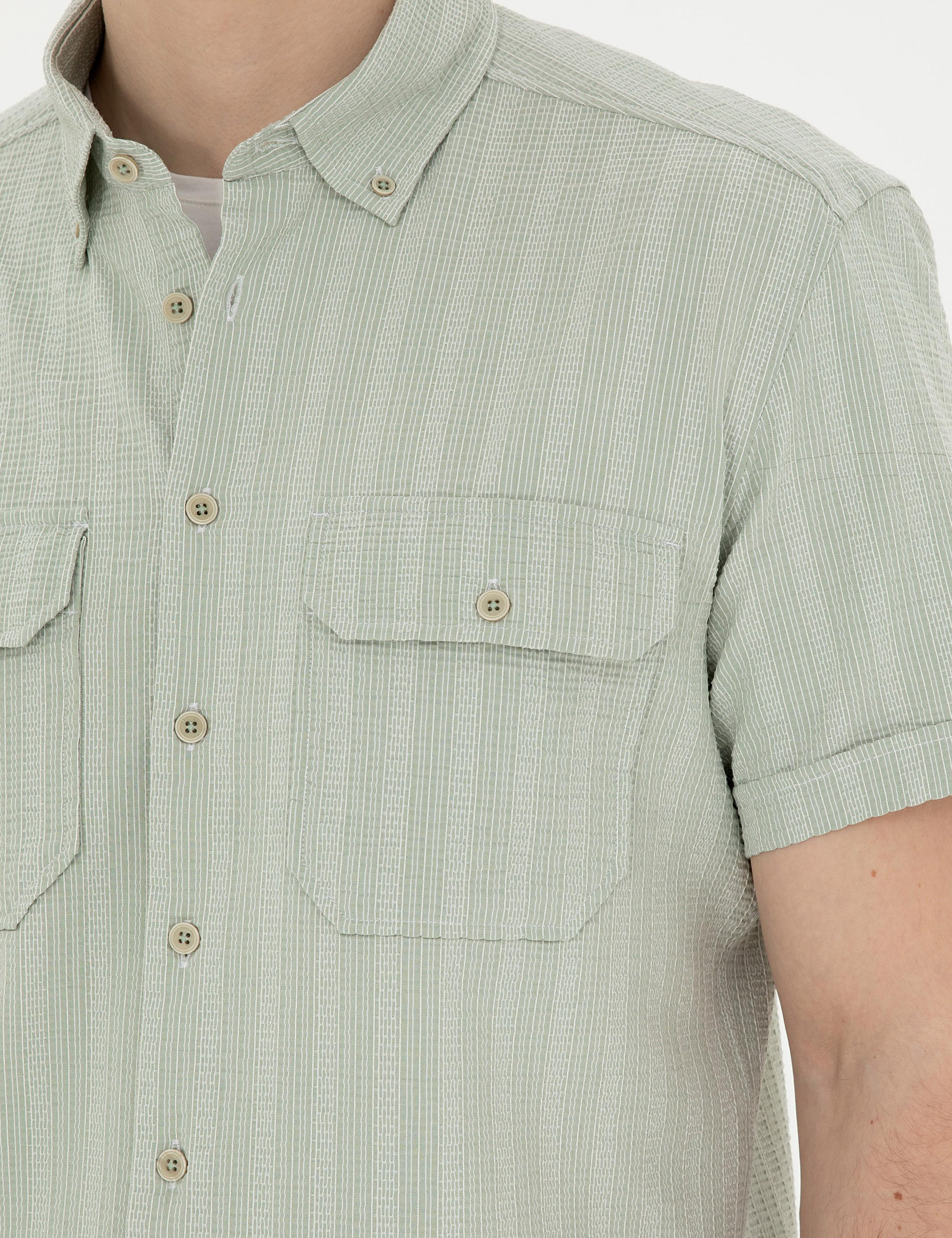 Yeşil Regular Fit Kısa Kollu Gömlek