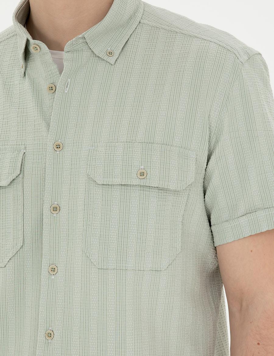Yeşil Regular Fit Kısa Kollu Gömlek
