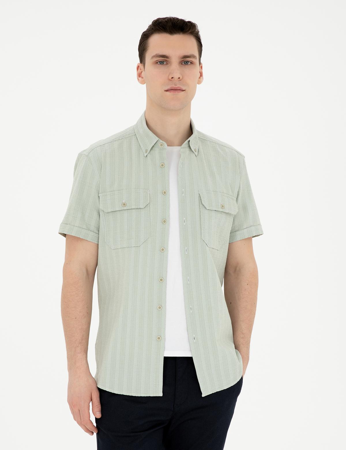 Yeşil Regular Fit Kısa Kollu Gömlek - 50283502019