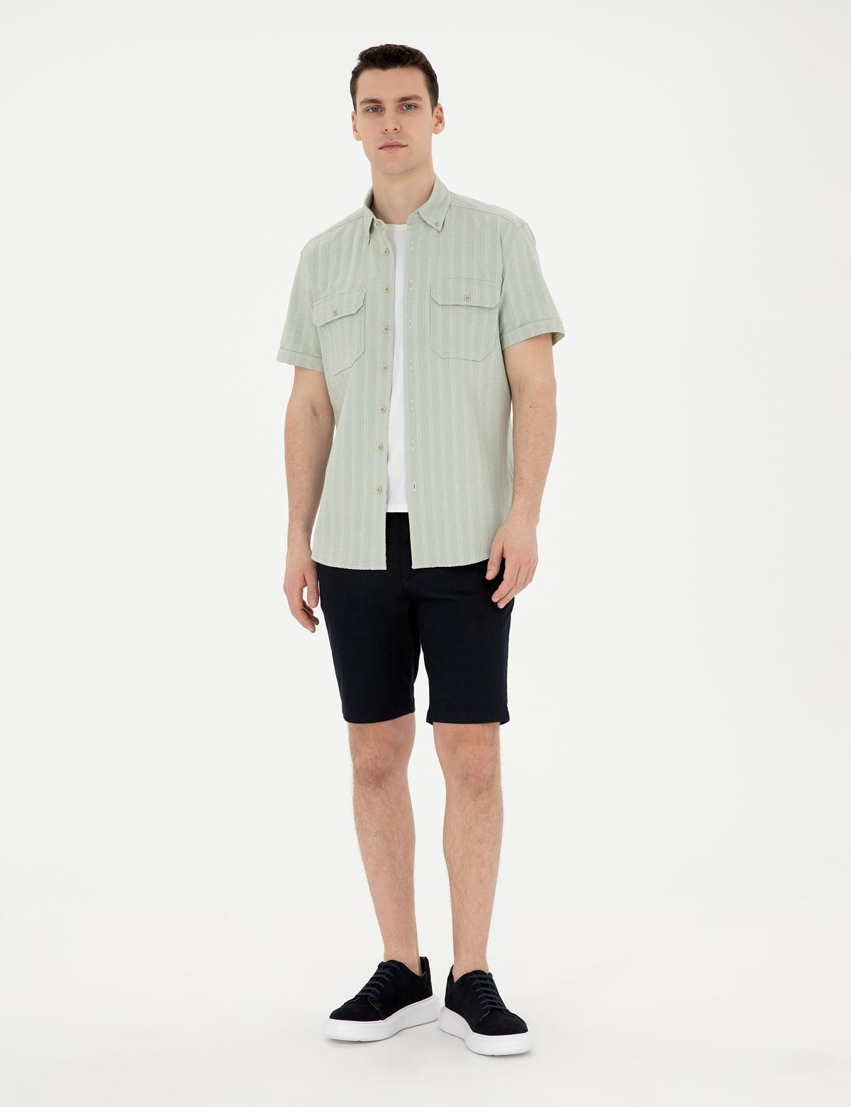 Yeşil Regular Fit Kısa Kollu Gömlek - 50283502019