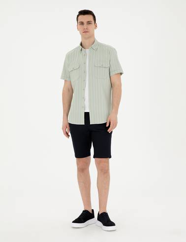 Yeşil Regular Fit Kısa Kollu Gömlek