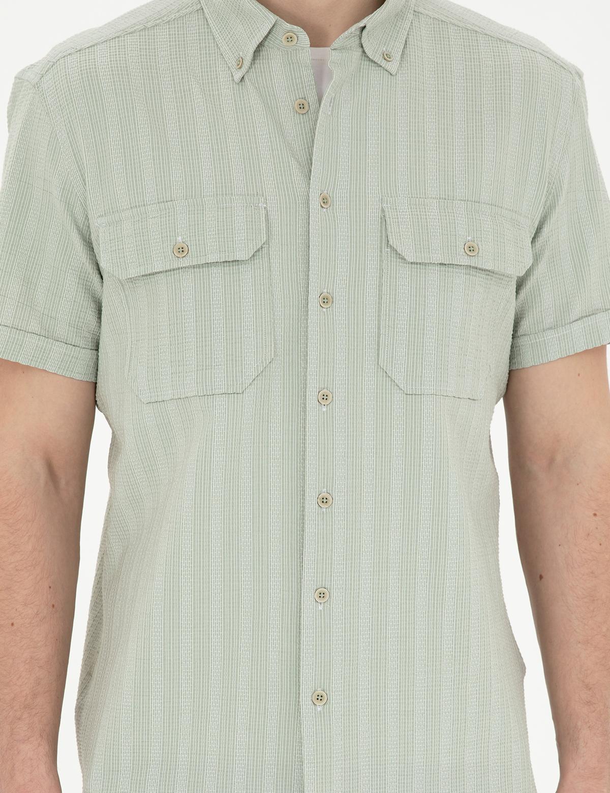 Yeşil Regular Fit Kısa Kollu Gömlek - 50283502019
