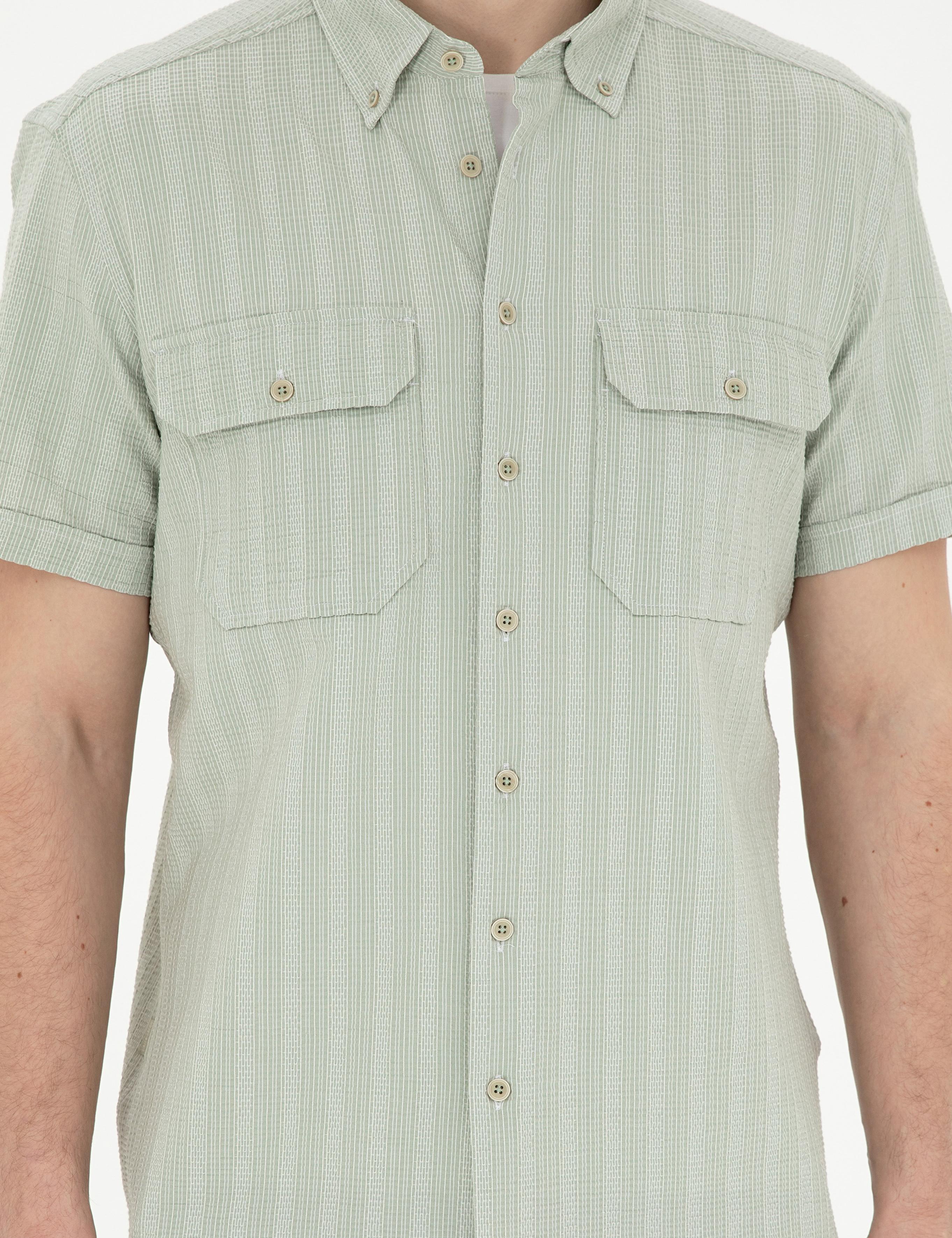 Yeşil Regular Fit Kısa Kollu Gömlek