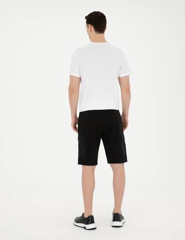 Siyah Regular Fit Örme Şort