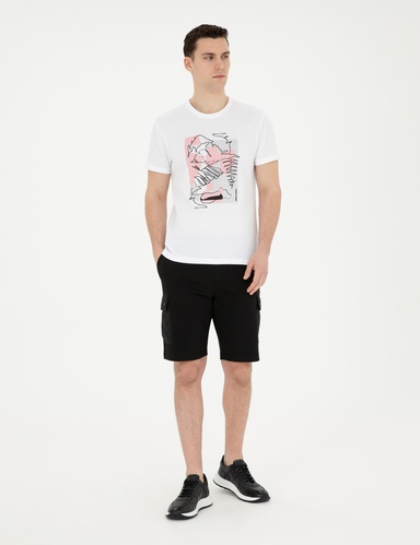 Siyah Regular Fit Örme Şort